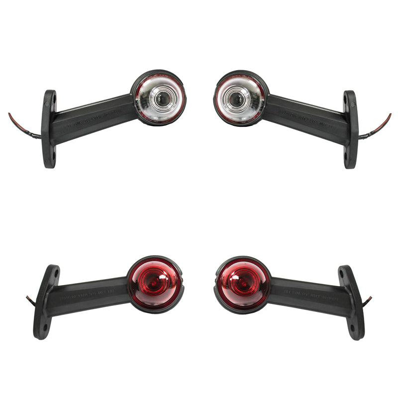 24V LED side marker lights, red-white elastic PVC /set